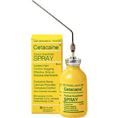 Cetacaine® Tetracaine / Benzocaine / Butamben 2% - 14% - 2% Topical Spray Bottle 20 Gram **#0220 by Cetylite Industries, Inc.  ID 10223-0201-3